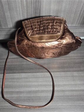 Bronze vintage leather purse shoulder bag